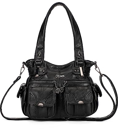 KL928 Handtasche Damen Umhängetaschen große Damenhandtasche Schultertasche gemacht aus PU Leder Kunstleder Elegant Damen Tasche für Büro Schule Einkauf mit vielen fächern