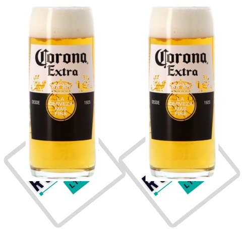 Roxley Corona Extra X2 Pint-Gläser Lagerbierglas mit 2 Marken-Bierdeckeln