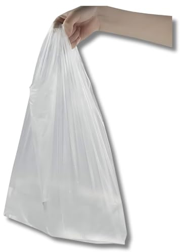 Clearly | White Plastic Vest Style Plastic Carrier Bags - 11 x 17 x 21 - (1 packet = 100 Bags)