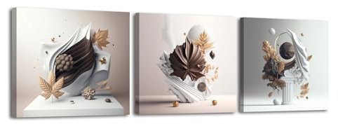 PIY PAINTING Set di 3 Stampa su Tela, Astratto Stampe e Quadri da parete 30x30cm Fotografia su Tela, Moderno Decorazione Murale Quadro per Cucina Corridoio Regali di Natale