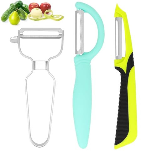 Yuqilin Kartoffelschäler 3 Teiliges Set, Sparschäler Edelstahl, Einfache Bedienung Obstschäler, Nützlich Küchen Gadgets, für Kartoffeln, Birnen, Äpfel, Tomaten, Karotten, Gurken
