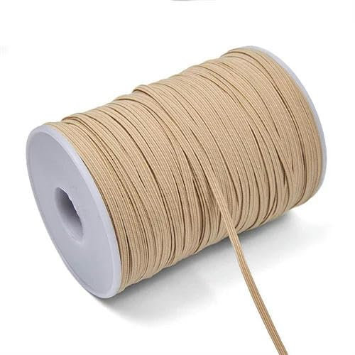 Banda de goma colorida de 3 mm y 6 mm, cinta elástica para coser, banda elástica de spandex, tela de costura, accesorios para prendas de bricolaje, 30-100 yardas-caqui-6 mm, 30 yardas