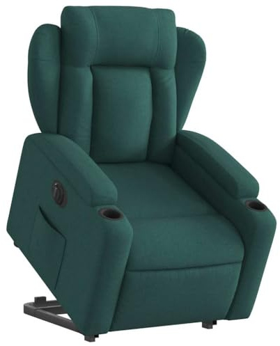 vidaXL Elektrisk reclinerfåtölj med uppresningshjälp mörkgrön tyg