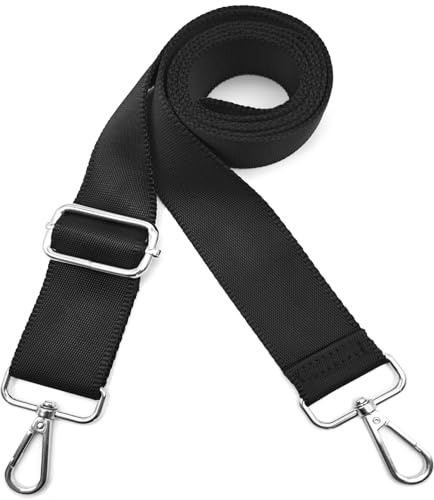Xundefeng 5cm Schwarz Breiter Taschengurt Verstellbarer Schultergurt für Taschen Taschengurte zum Wechseln Schulterriemen - Silber Clip