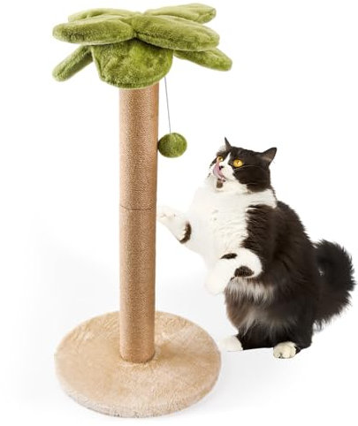 LIFLIX Palme Kratzstamm für Katzen, 86cm Hoch Kratzsäule mit Hängendem Ball, Natürliches Sisalseil Kratzbaum für Große Katzen und Kätzchen