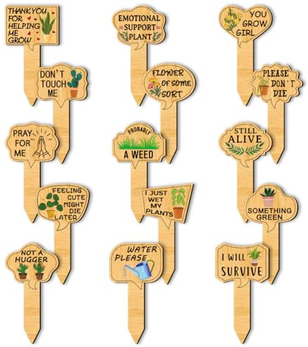 arricraft 15 etiquetas divertidas de madera para jardín, 15 estilos de formas surtidas, etiquetas de plantas, etiquetas de plantas, marcadores de jardín para verduras, flores suculentas, plantas en