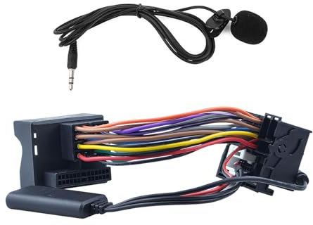 Flylin Bluetooth AUX Musik Adapter, 12Pin Bluetooth AUX IN Musik Kabel Modul mit Mikrofon, Mikrofon Freisprecheinrichtung kompatibel mit Volkswagen Skoda RCD210 RCD310 RCD510 RNS510 Autoradio