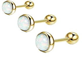 Epinki Piercing Ring Ohr 3stk, Septum Ringe 1.2mm Stabstärke Barbell Edelstahl, Lippenpiercing Ohrringe für Frauen, 3mm/ 4mm/ 5mm, Gold
