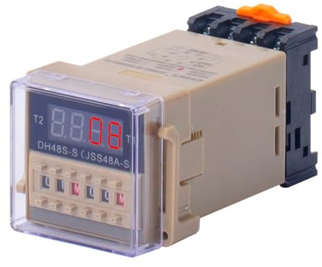 Nsssunnre Relé Temporizador DH48S-S de 12 V, CA 380 V, de Repetición con Zócalo, Serie DH48S, Tiempo de Retardo con Base