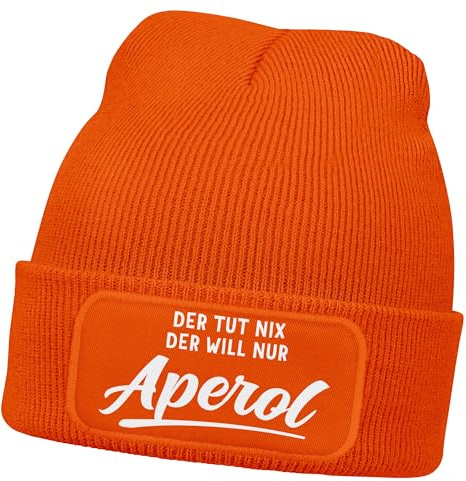 MoonWorks® Herren Beanie mit Patch Lieblingsgetränk Party Strickmütze Spruch Aufdruck Lustig Mütze Männer
