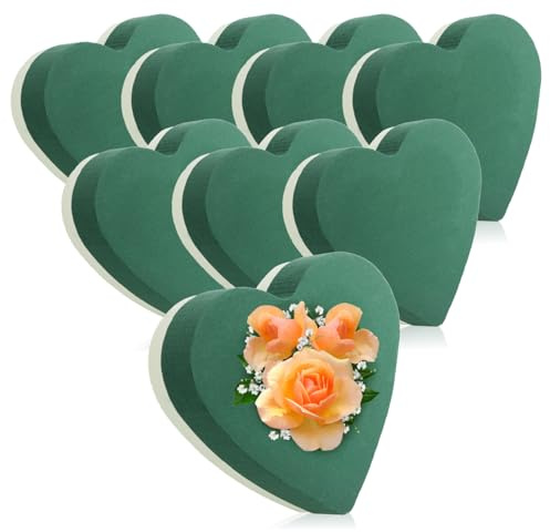 com-four® 8X Steckmasse für Blumengestecke in Herzform, Steckschaum | Steckschwamm zum Basteln für Hochzeit - Ostern und Geburtstag - Steckschaum-Herz