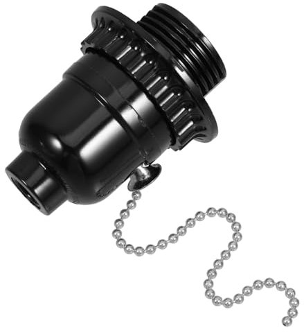 Veemoon Douille De Plafonnier E27 à Tirette En Bakélite Électrique, Interrupteur à Chaîne Argentée, Adaptateur Culot Lampe Résistance Thermique, Usage Résidentiel Et Commercial