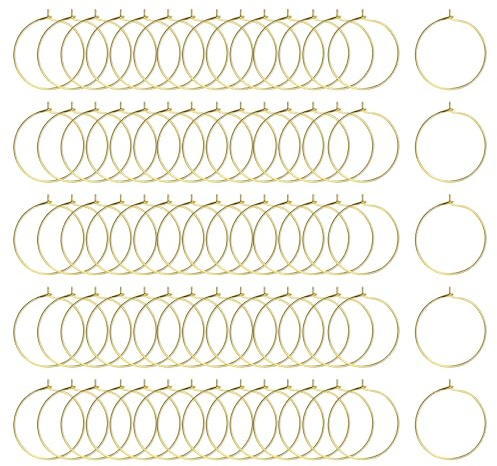 GETRICH 200 Stück Weinglas Anhänger Gold/Silber, 25mm Glasmarkierer Glas Markierung Trinkgläser Legierung Weinglas Charms Ringe für Cocktail, Getränke, Glasflasche, Weinglas Marker