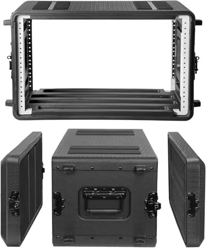 RDYMONKEY 6U Roto Rack DJ Rack Case – Flightcase, wasserdicht & staubdicht – Rackschrank für Verstärker, DJ-Mixer, Effektgeräte mit Mikrofonfächern (6U Rack Space 30 CM Deep)