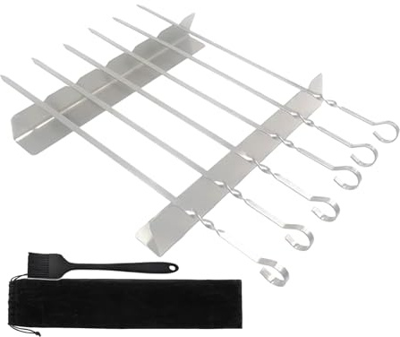Soporte para brochetas de barbacoa | Soporte de acero inoxidable | Suministros de cocina reutilizables, accesorios de parrilla portátiles para reuniones familiares, picnic al aire libre