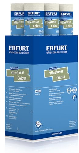 Erfurt Vliesfaser Colour 302-3 beige bedruckte Vliestapete mit Struktur modern 6 Rollen 10,05 x 0,53m
