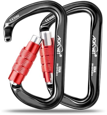 30KN Auto Locking Carabiner Clip Twist Lock UIAA Certified Large Climbing Carabiner Heavy Duty Carabiner for Rock Tree Climbing Rappelling Mountaineering Caving Rescue Arborist Aerial Yoga (2PCS)