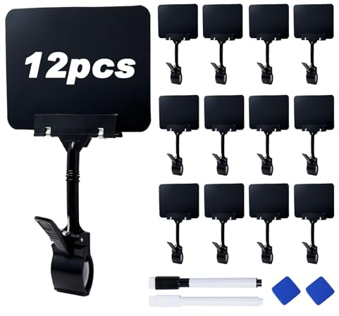 Rebanky 12 Pezzi Segno Esposizione Clip per Cartellini, Prezzo Segno Clip per Display in Plastica Girevole Porta Cartellini Prezzi Brioches Promozioni nei Negozi di Frutta e Supermercati