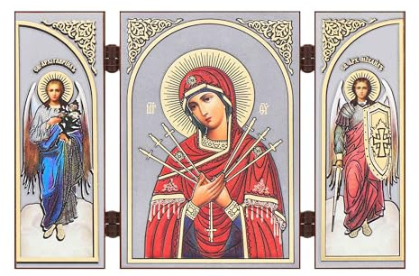 NKlaus Triptychon christliche Ikone Holz, 13x8x0,6cm Sieben, 1 Stück | Reisealtar