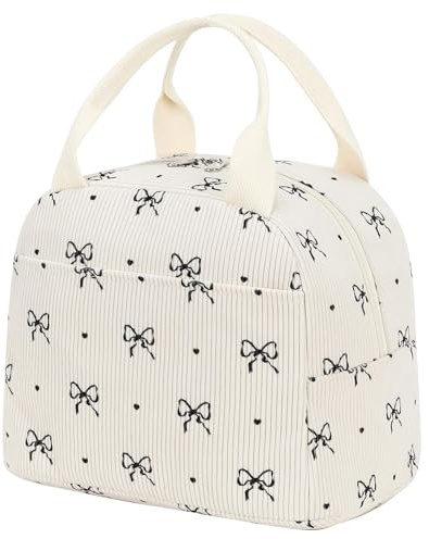 EDLMKM Insulated Lunch Bag for Women Kids, Chic Butterfly Bow Insulated Lunch Bag for Girls, for Work School Picnic Travel Beach Gifts