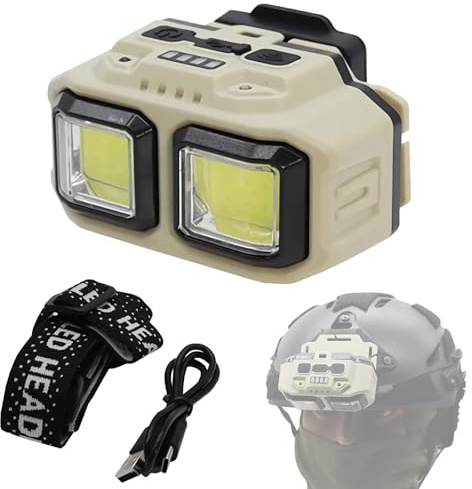 Lampe Torche Tactique pour Casque, Lampe LED Rechargeable Ultra-légère Avec Lumière Blanche et Rouge, Lampe Frontale Étanche À Détecteur de Mouvement, 5 Modes pour Mich Fast