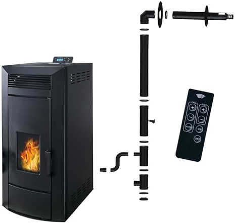 Poêle à granulés hydraulique Etanche Kleona 22,7 kW Noir Sannover + Kit d’installation