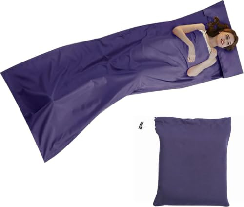 Saco de dormir para cabaña, 90 cm x 220 cm, ultraligero, de microfibra, transpirable, para mochilero, hotel (violeta, 90 cm x 220 cm)