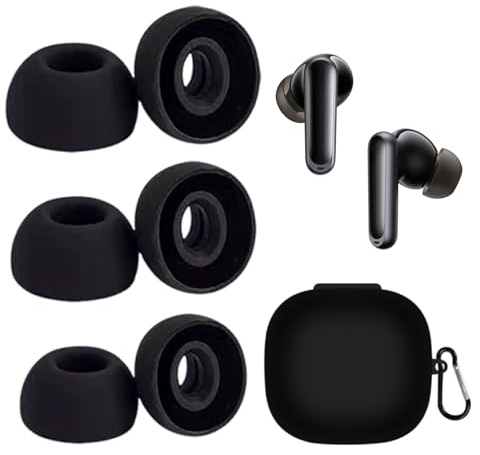 umvowuxa Lot de 3 paires d'embouts de rechange + étui de protection pour écouteurs Anker Soundcore P40i, Soundcore P40i, accessoires fabriqués en silicone imperméable et antidérapant (noir)