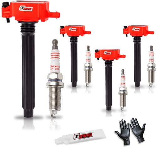 GBTAD Upgraded Set of 4 Ignition Coil Pack and Spark Plug Compatible with 2.4 L4 2014 2015 2016 2017 2018 2019 Jeep Renegade Cherokee Compass Chrysler 200 Dodge Dart Replace UF751 4469