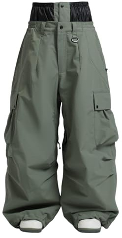 GSOU SNOW Hombres Mujeres Pantalones de Esquí Holgados Pantalones de Snowboard Baggy Pantalones de Nieve - Multibolsillos Impermeable Antiviento Transpirable Cálido