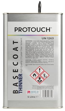 Protouch Basecoat Thinner, Professional Automotive Paint Solvent, 5 Litre, Made in Britain, with Rieke Flexible Cap