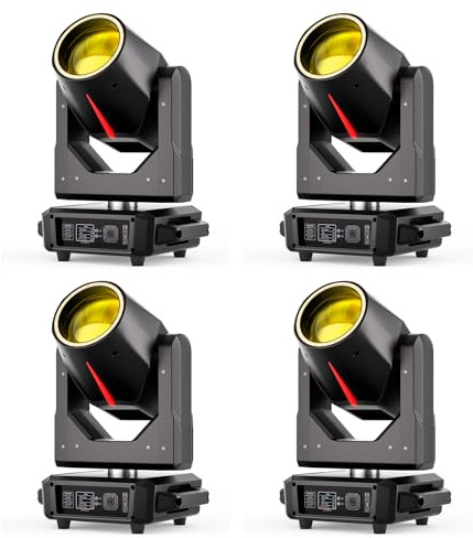 4PCS 380W Cabeza Movil LED, Beam Luz Discoteca 14 Gobos 15 Colores DMX Luz para Escenario para Bar Disco Fiesta Bodas Iluminación Moving Head