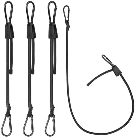 4 Stück Verstellbar Spanngummi mit Haken 100cm, Spanngummi mit Karabiner Verstellbar, Expander mit Haken Schwarz, Expander mit Karabiner, Spanngurte Gummi Extra Stark für Auto Fahrrad Gepäckspanner