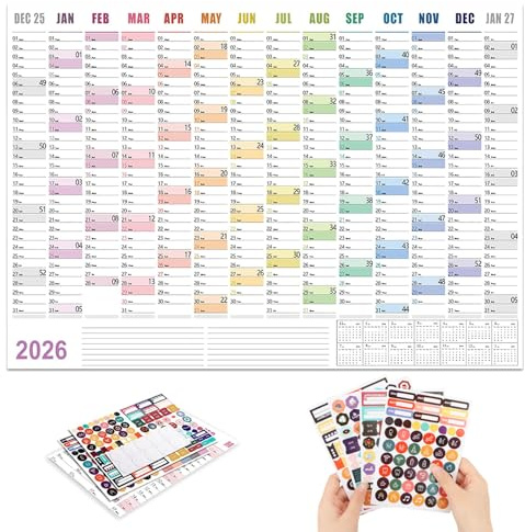 Wandkalender 2026 groß A1,quer (89 x 63 cm), gefalzt, 15 Monate: Nov 2025 - Jan 2027 inkl. A4-Jahresplaner, Wandplaner