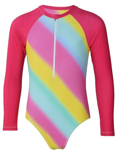 A2Z 4 Kids Girls Long Sleeve Swimsuit Rash Guard UV Swimwear Age 2-14 | Quick dry stretch costume for beach pool holidays and water play comfort