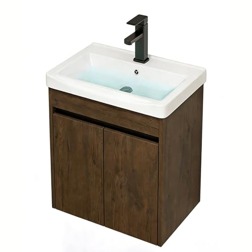 RDEADPNA Mobile da Bagno con Doppia Anta，Mobile Bagno sospeso con Lavabo da Appoggio，Mobile da Bagno con Rubinetto ，per Lavanderia，Bagno e Camera da Letto(31.8 * 18.8)
