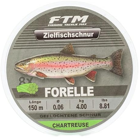 FTM Zielfisch Schnur geflochten Forelle Chartreuse 150m