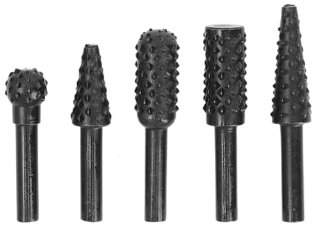 5 brocas rotativas de acero escofina, dientes gruesos, ranurar, limas tallar madera, herramientas carpintería
