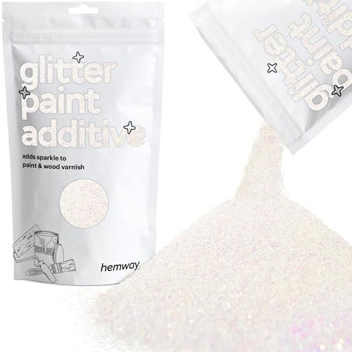 Hemway Glitter Paint Additive - Mother of Pearl Iridescent | Metallic Flakes for Adding Sparkle to Paints & Wood Varnish | Add to Emulsion, Acrylic & Latex for Indoor Sparkly Walls | 100 g
