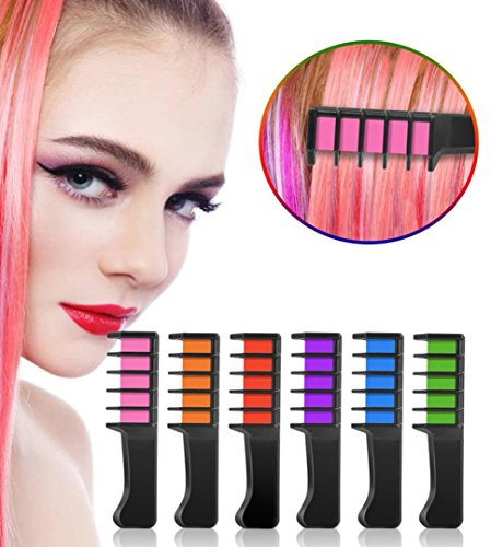 6Pcs DIY Temporary Chalk Dye Hair Comb Powder With Comb Beauty Salon Hair Mascara Multicolor Crayons Cream