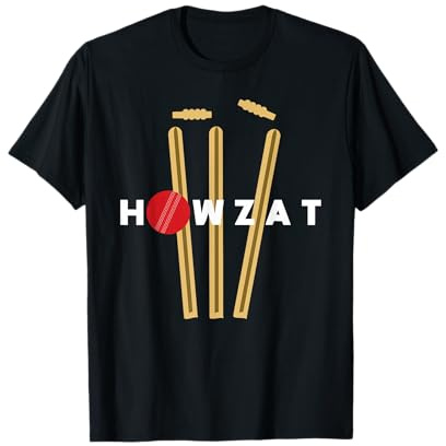 Cricket Ball Wickets Bowler Funny Out Shouting Slogan T-Shirt