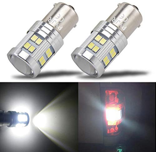 PYRJIN P21w 1156 Ba15s Lampadine LED, PYJR DC12v-24V Ampia tensione, Super Bright con Proiettore, 6000K Bianca, per llampada della retromarcia, luci posizione, stop e fendinebbia, 2 Pezzi