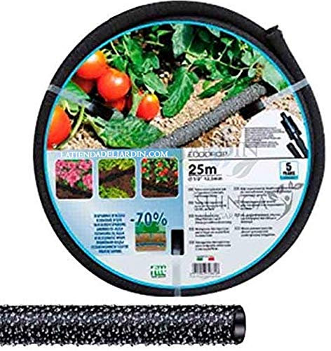 Suinga Tubo Esudante Poroso 25m 12,5mm per Irrigazione Efficiente, Risparmio d'Acqua, Irrigazione a Goccia, Giardino, Orto e Piante, nero