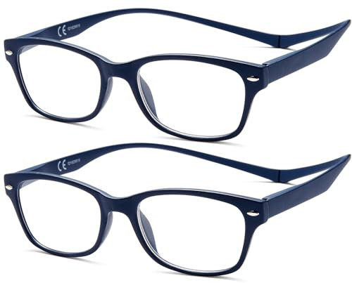 NEW VISION Magnetische Lesebrille 2 pack, Klassischer Stil, Lesebrille für Damen und Herren mit Magnetverschluss hinten NV3282 (BB, 2)