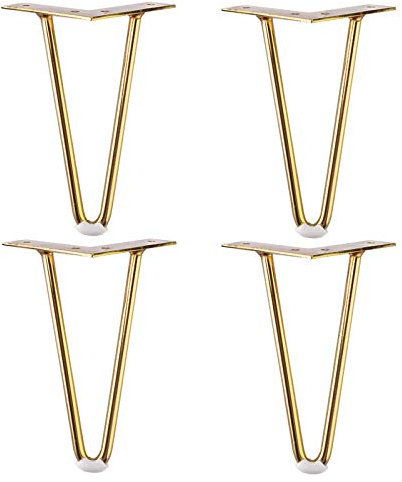 ZXCASDF Tischbein Möbelfüße Haarnadel Tischbeine Hairpin Legs Haarnadelbeine Möbelbein Tischgestell Tischkufen Für Esstisch Couchtisch Schreibtisch Kaffeetisch Viele Farben 4Er Set,Gold,18cm/7.09in