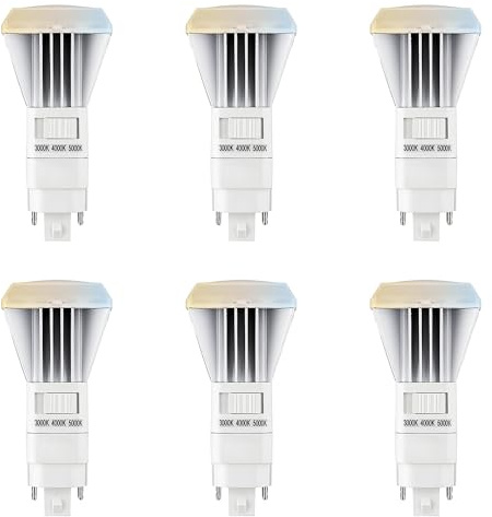 Sunlite 40266 LED CCT PLV Ballast Bypass Light Bulb, 11 Watt 26W Fluorescent Replacement 1400 Lmns, G24d 2 Pin Base, Vertical, UL Listed ROHS Compliant, 3000K - 5000K Selectable Switch, 6 Pack