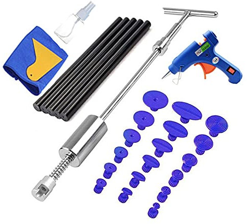 LIANYG Ausbeulwerkzeug Auto-lacklosen Dent-Reparatur-Kit-Entfernung Werkzeug-Kit-Dent Puller-Kit Rutsche Rückwärtshammer Kleberaschen Saugnäpfe Hagel-Werkzeuge 299 (Color : C)