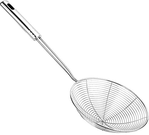 Schaumlöffel aus Edelstahl, Spinnennetz-Schöpflöffel aus Edelstahl, Abseihlöffel Sieb, Sieb Professioneller für Wasser oder Öl, Metall-Schaumlöffel für Kochen, Griff hohe Hitzebeständigkeit, 16 cm