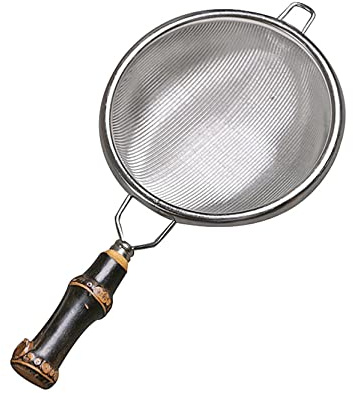 UPTALY Teesieb aus Edelstahl mit Bambus-Griff (groß, 14,5 cm x 7,4 cm), filtert Tee-Abfluss für Kung-Fu-Teeset, Tee-Ei, Netzsieb, zum Aufhängen an Teekannen, Tassen, Tassen