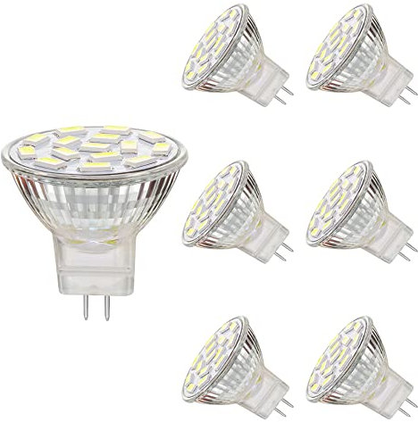 EKSAVE MR11 GU4.0 3.5W LED Glühbirnen, Äquivalent zu 25-35W Halogenlampen, GU4.0 Base AC/DC 12V, 350LM, 120° Flutlichtstrahl, Einbauleuchten, Schienenbeleuchtung 6000K, 6 Stück